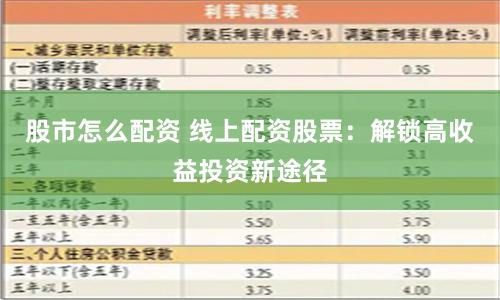 股市怎么配资 线上配资股票：解锁高收益投资新途径